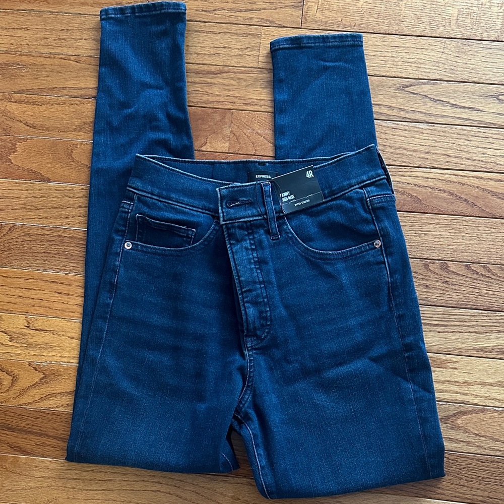Express High Rise Skinny Jeans in Deep Blue